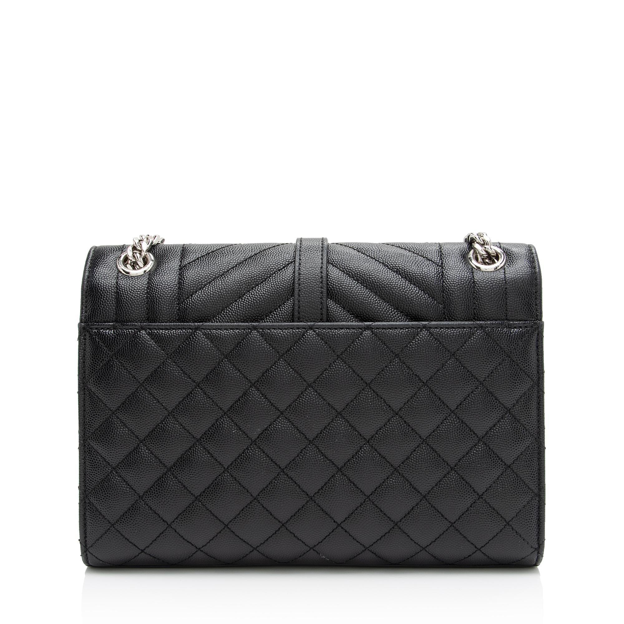 Saint Laurent Mixed Matelasse Grain de Poudre Monogram Medium Shoulder Bag (SHF-xBAr0v)