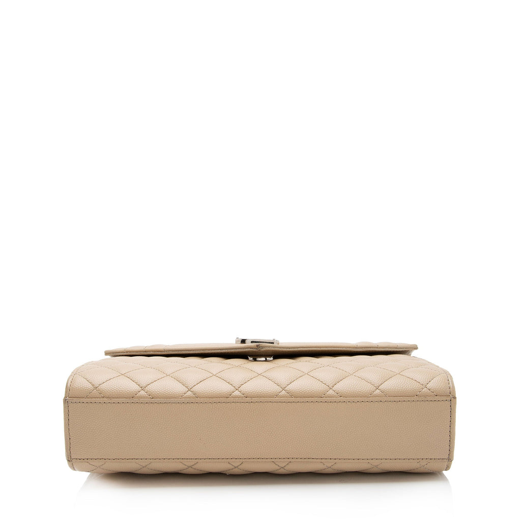 Saint Laurent Mixed Matelasse Grain de Poudre Monogram Medium Shoulder Bag (SHF-AvP2UF)