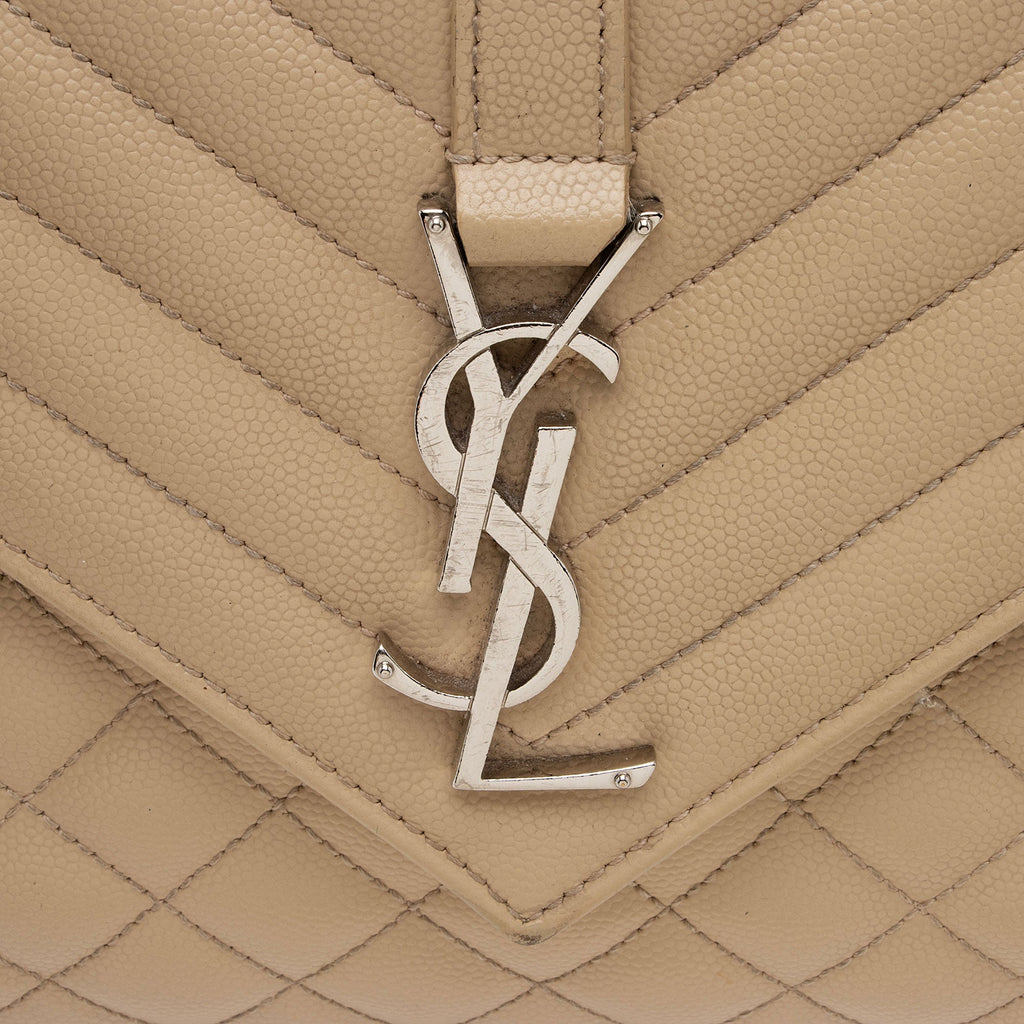 Saint Laurent Mixed Matelasse Grain de Poudre Monogram Medium Shoulder Bag (SHF-AvP2UF)