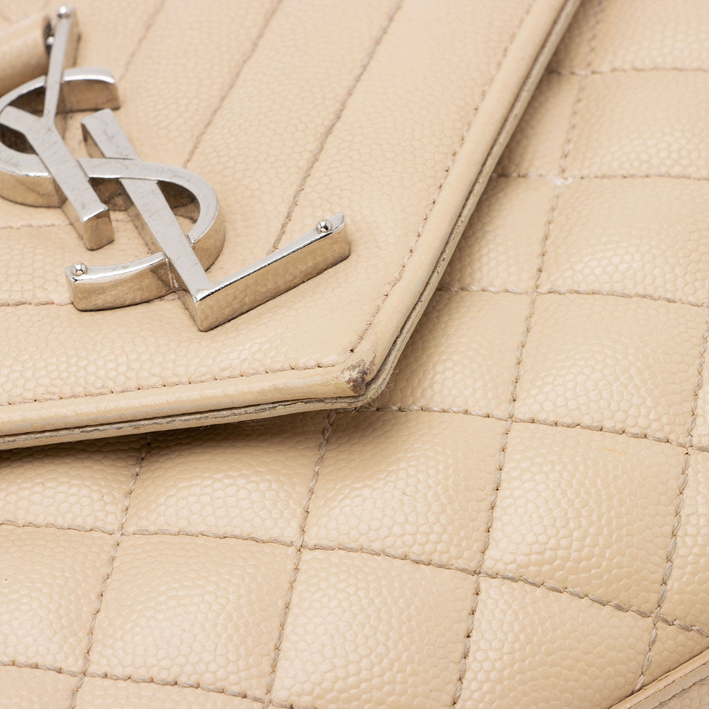 Saint Laurent Mixed Matelasse Grain de Poudre Monogram Medium Shoulder Bag (SHF-AvP2UF)
