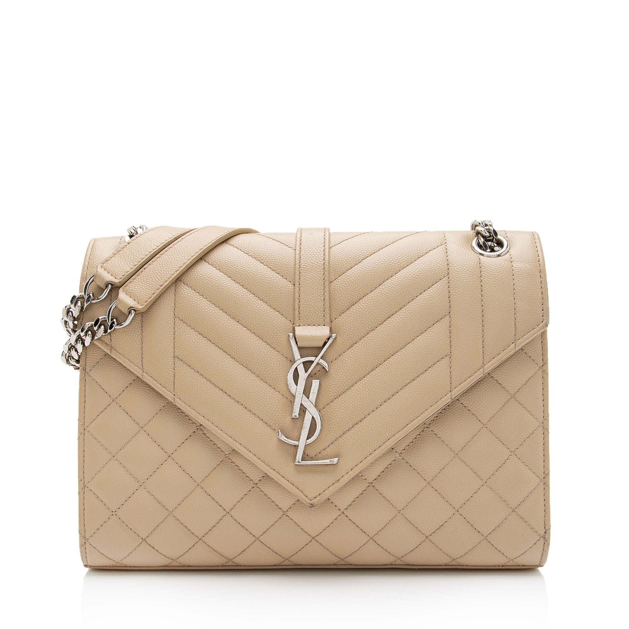 Saint Laurent Mixed Matelasse Grain de Poudre Monogram Medium Shoulder Bag (SHF-AvP2UF)