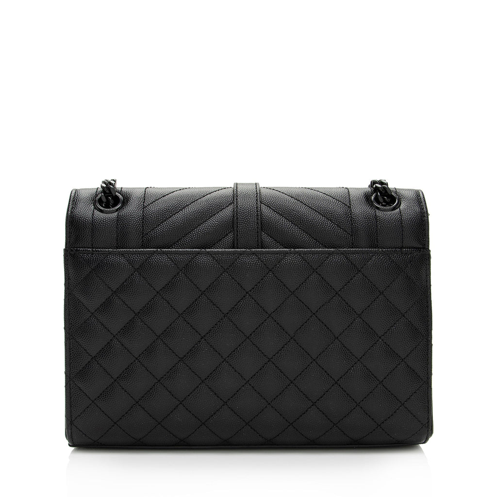 Saint Laurent Mixed Matelasse Grain de Poudre Monogram Medium Shoulder Bag (SHF-nFM7Cy)