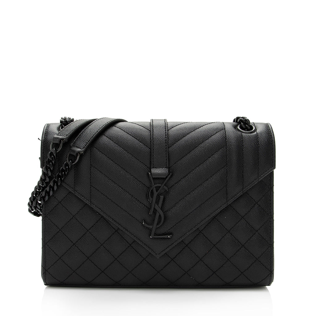 Saint Laurent Mixed Matelasse Grain de Poudre Monogram Medium Shoulder Bag (SHF-nFM7Cy)