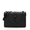 Saint Laurent Mixed Matelasse Grain de Poudre Monogram Medium Shoulder Bag (SHF-nFM7Cy)