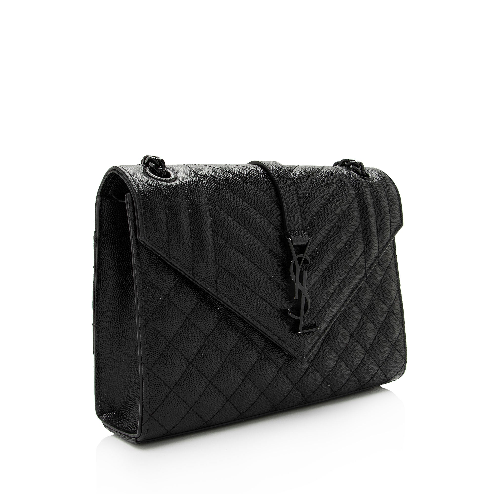 Saint Laurent Mixed Matelasse Grain de Poudre Monogram Medium Shoulder Bag (SHF-nFM7Cy)