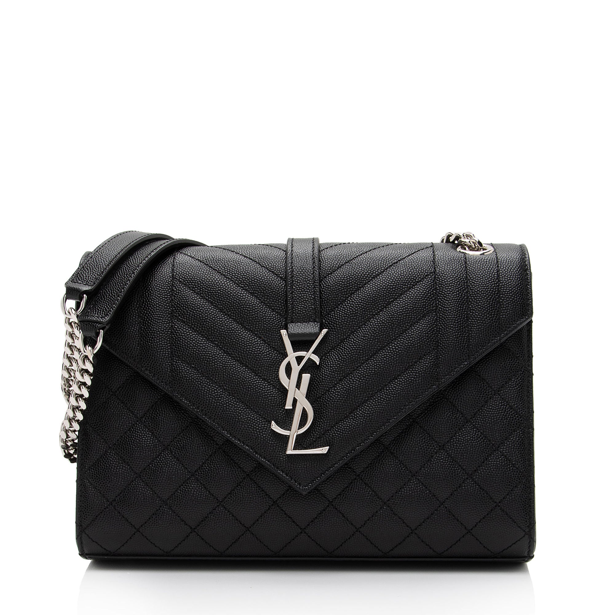 Saint Laurent Mixed Matelasse Grain de Poudre Monogram Medium Shoulder Bag (SHF-TEWHpY)