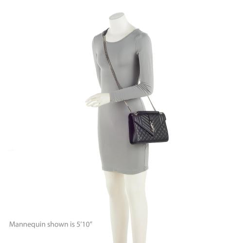 Saint Laurent Mixed Matelasse Grain de Poudre Monogram Medium Shoulder Bag (SHF-TEWHpY)