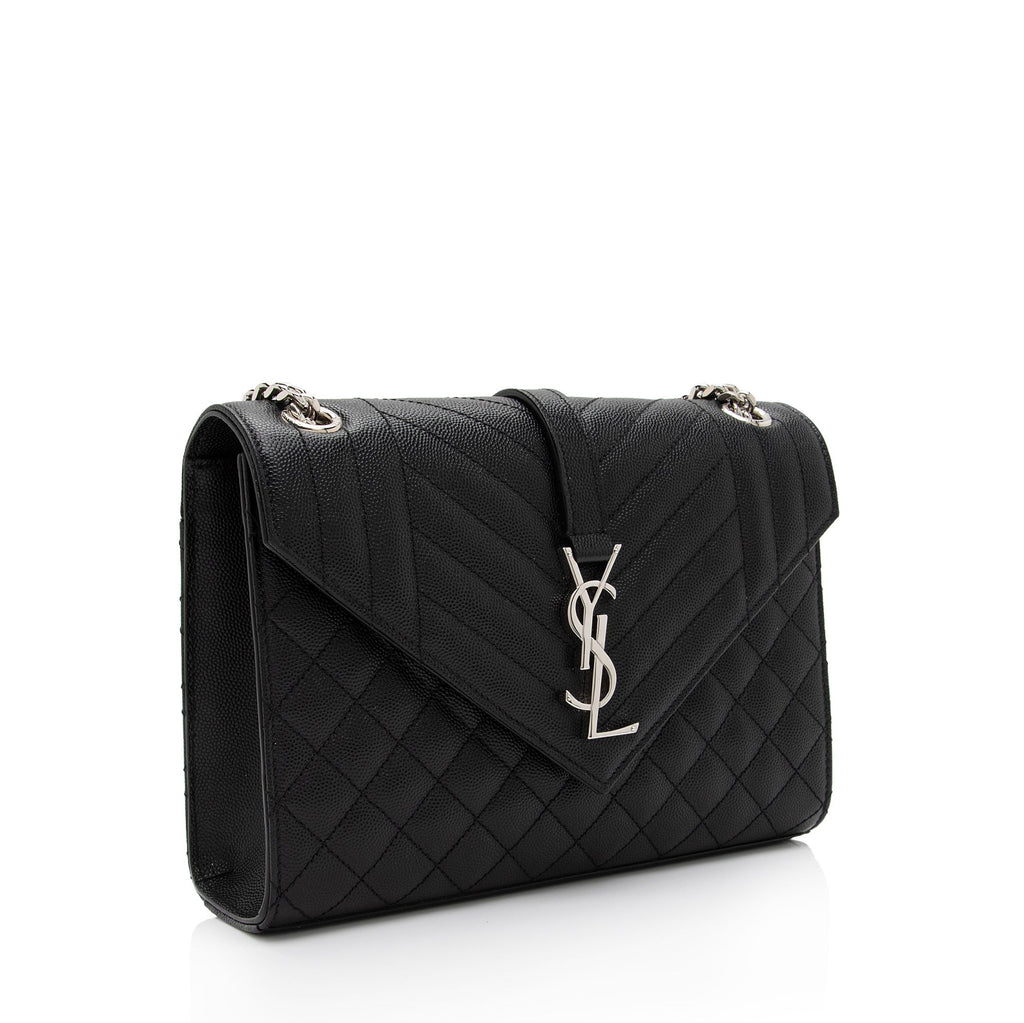 Saint Laurent Mixed Matelasse Grain de Poudre Monogram Medium Shoulder Bag (SHF-TEWHpY)