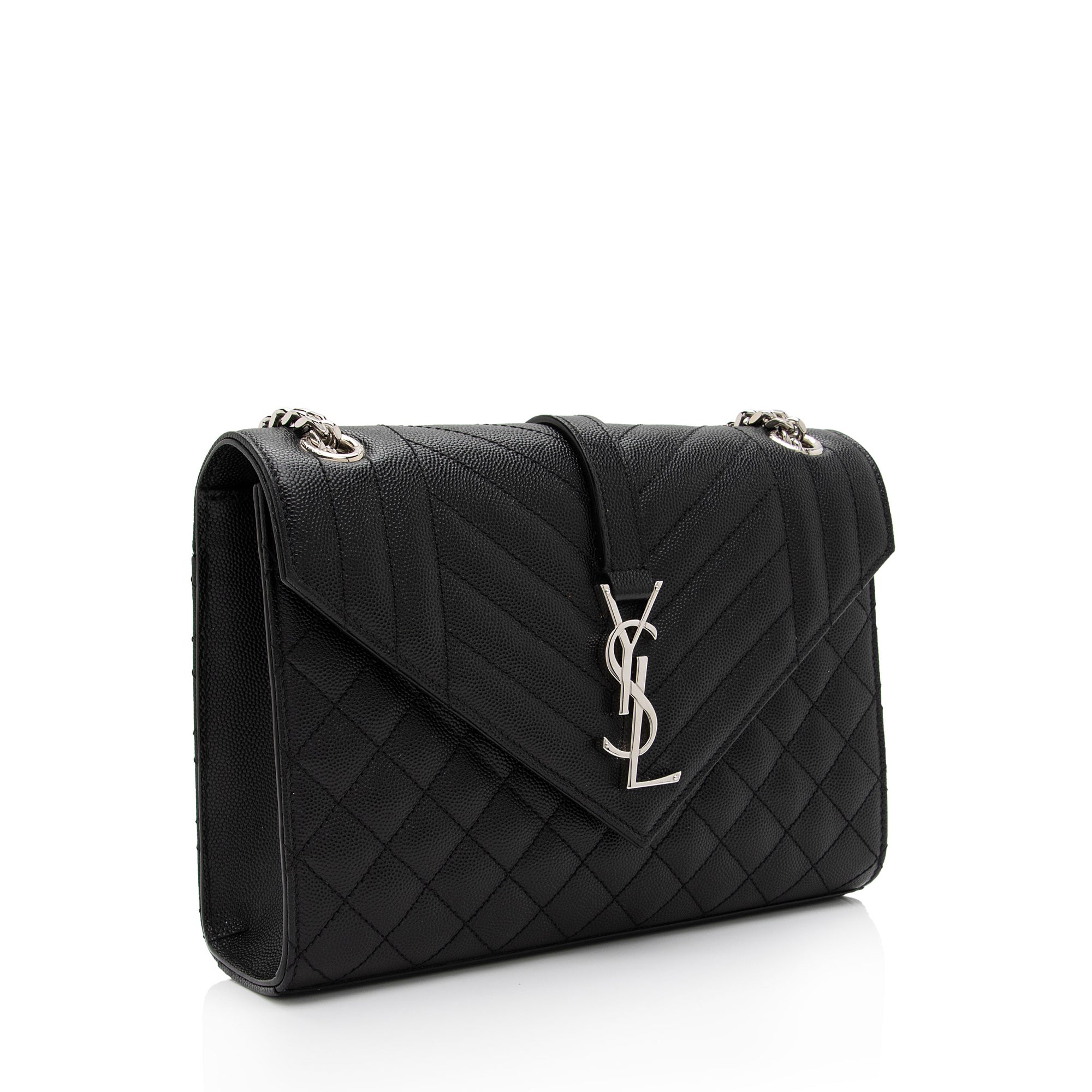 Saint Laurent Mixed Matelasse Grain de Poudre Monogram Medium Shoulder Bag (SHF-TEWHpY)