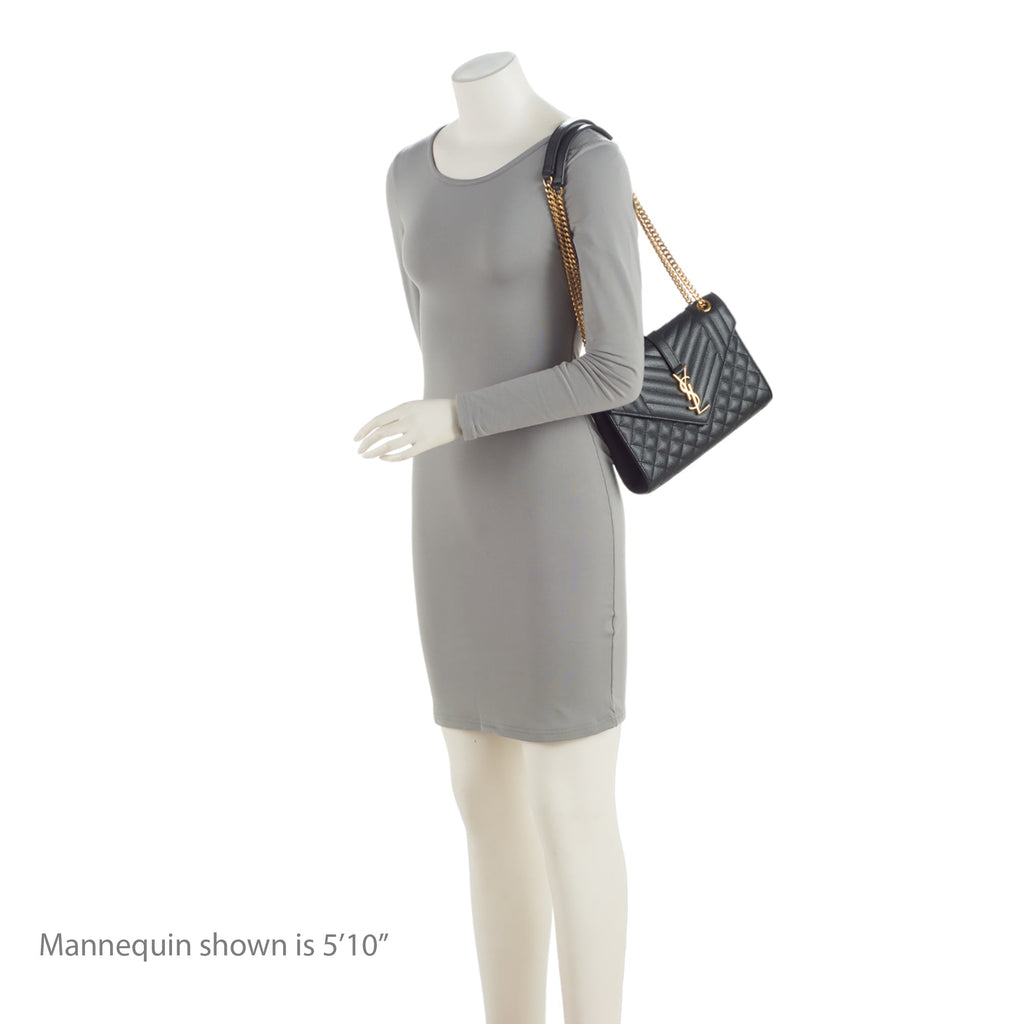 Saint Laurent Mixed Matelasse Grain de Poudre Monogram Medium Shoulder Bag (SHF-EraTyH)