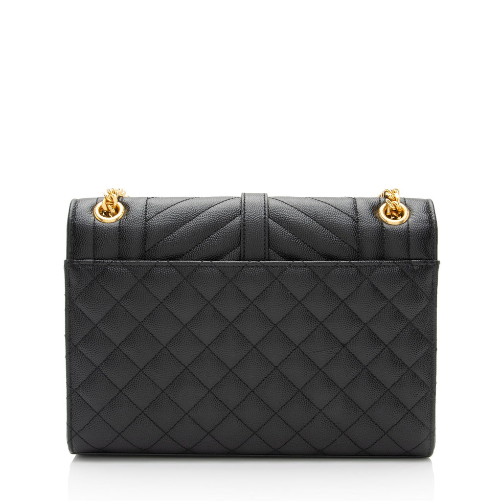 Saint Laurent Mixed Matelasse Grain de Poudre Monogram Medium Shoulder Bag (SHF-9klfDc)