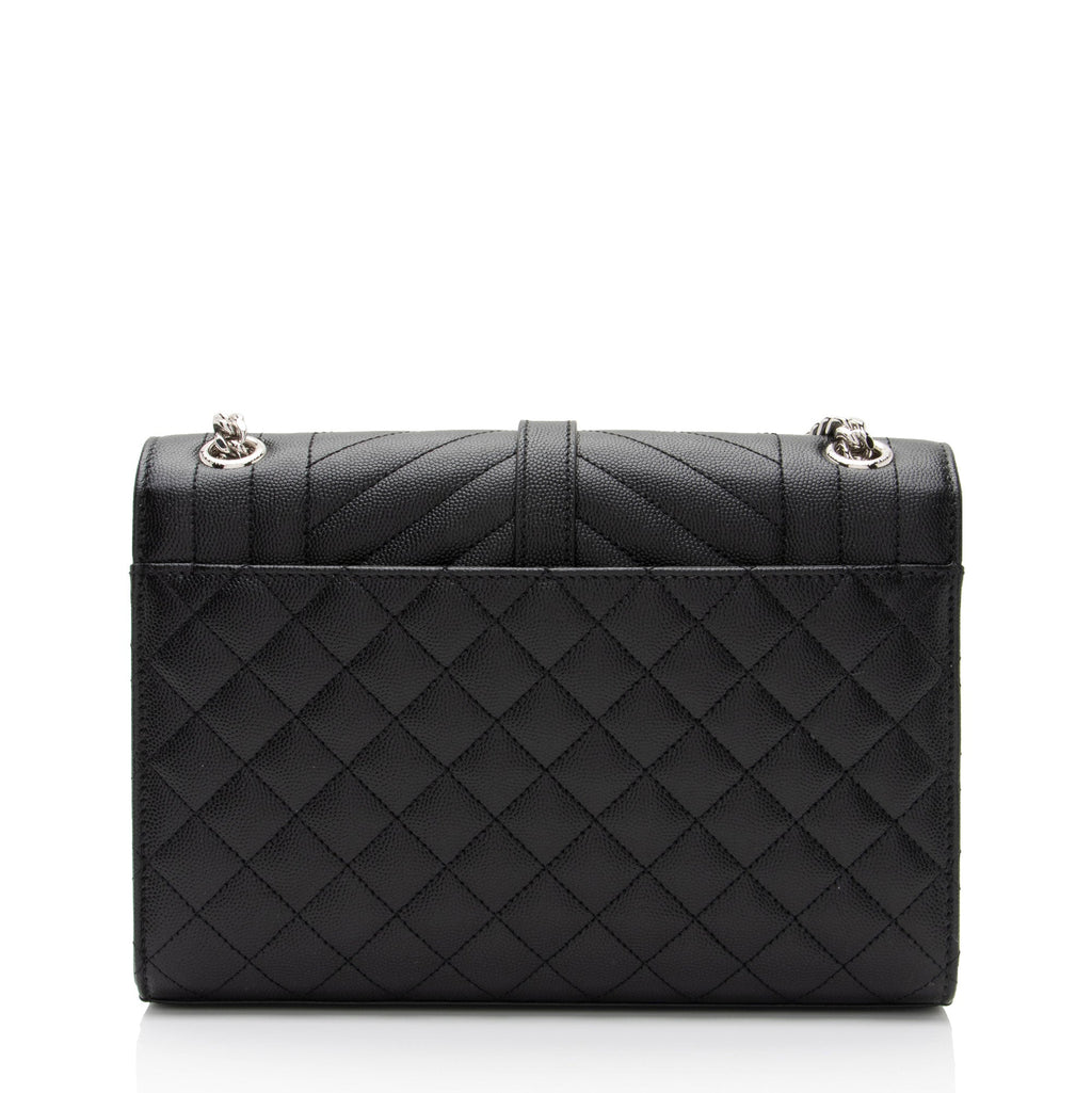 Saint Laurent Mixed Matelasse Grain de Poudre Monogram Medium Shoulder Bag (SHF-RgW8Jm)