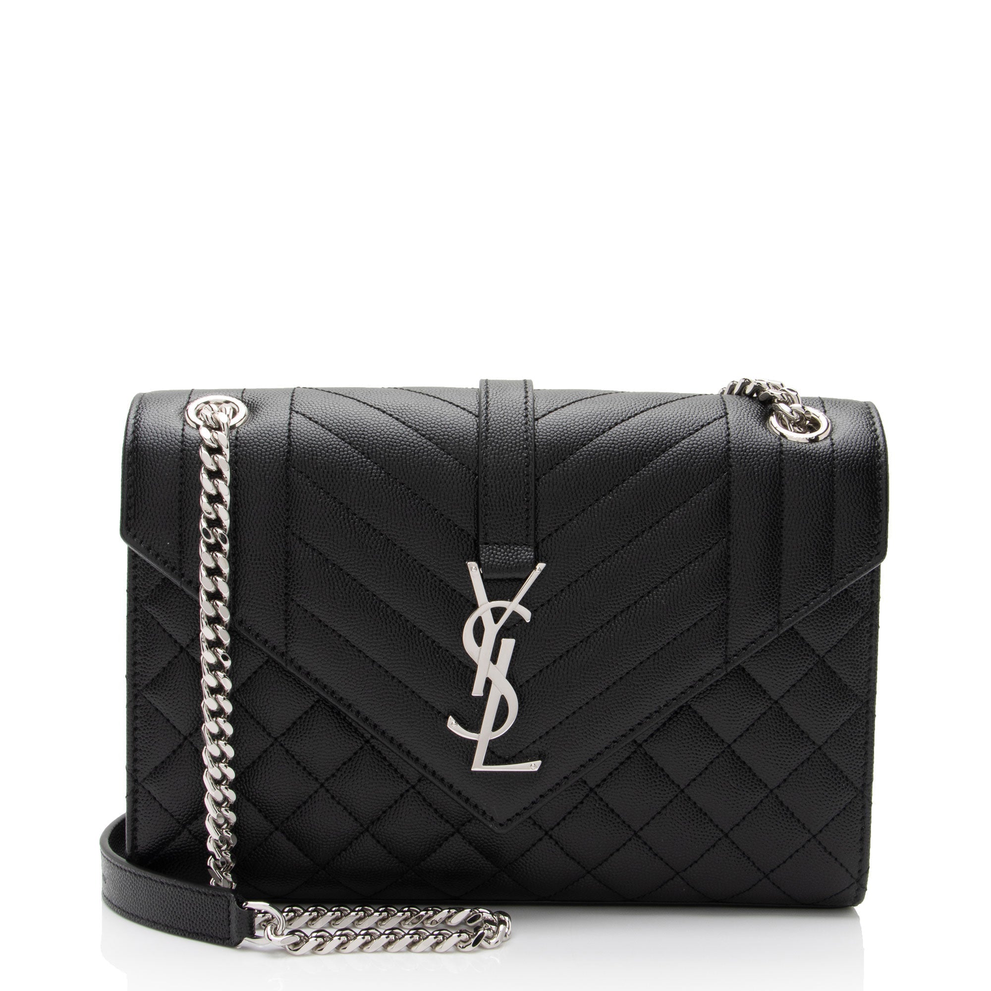 Saint Laurent Mixed Matelasse Grain de Poudre Monogram Medium Shoulder Bag (SHF-RgW8Jm)
