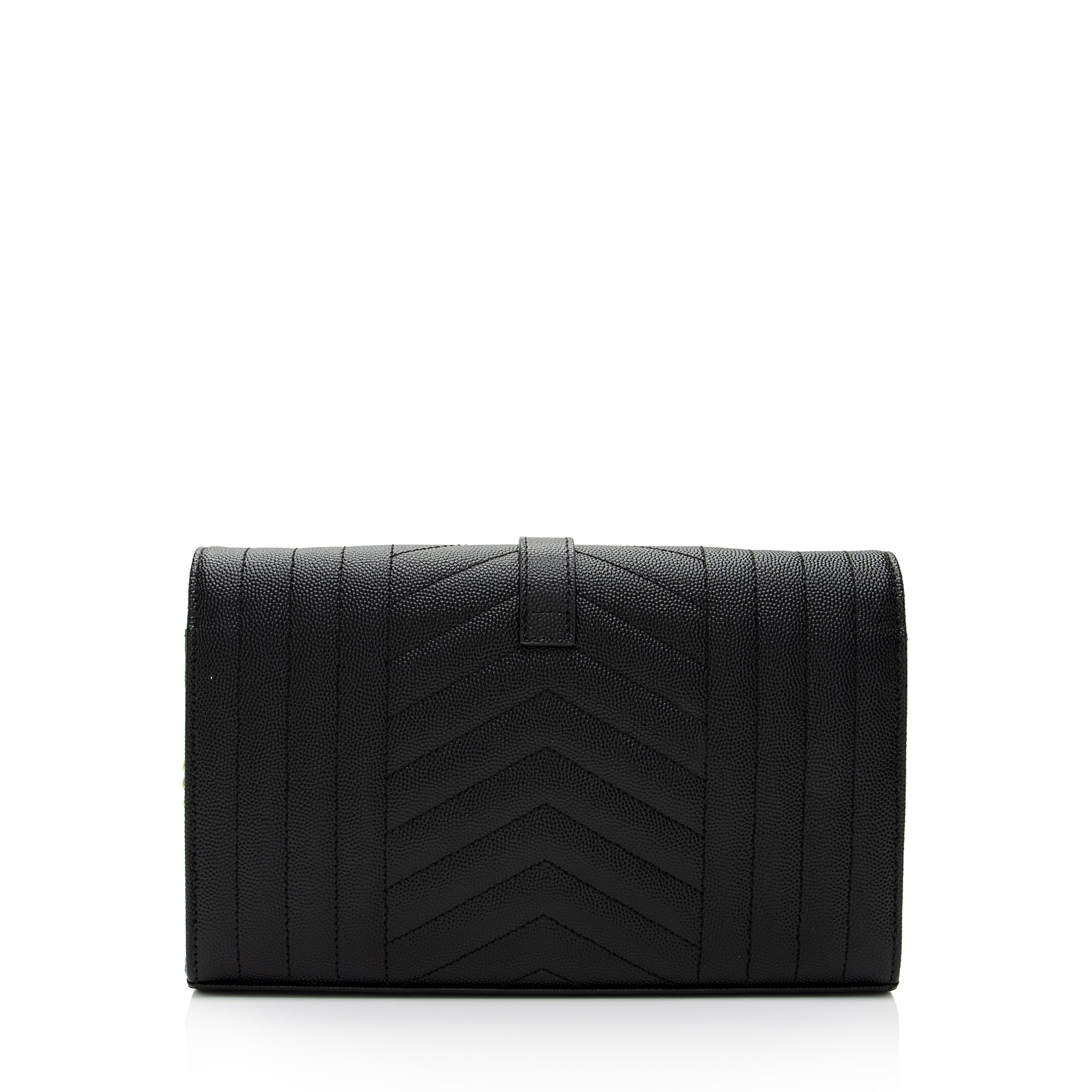 Saint Laurent Mixed Matelasse Leather Classic Monogram Chain Wallet (SHF-kzGt7L)