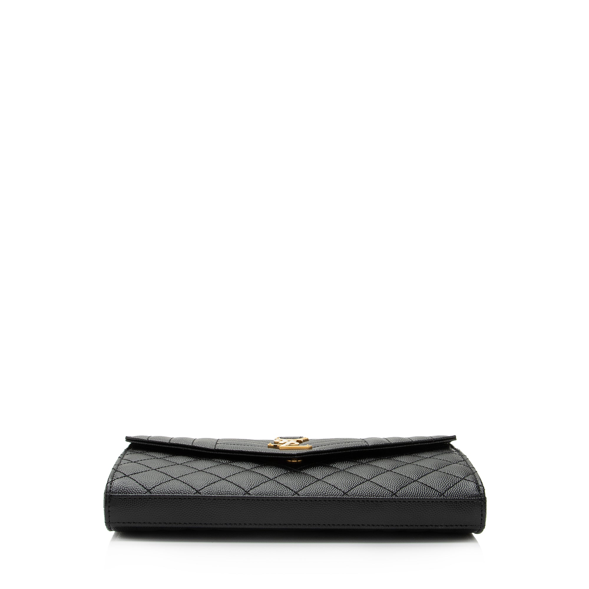 Saint Laurent Mixed Matelasse Leather Classic Monogram Chain Wallet (SHF-kzGt7L)