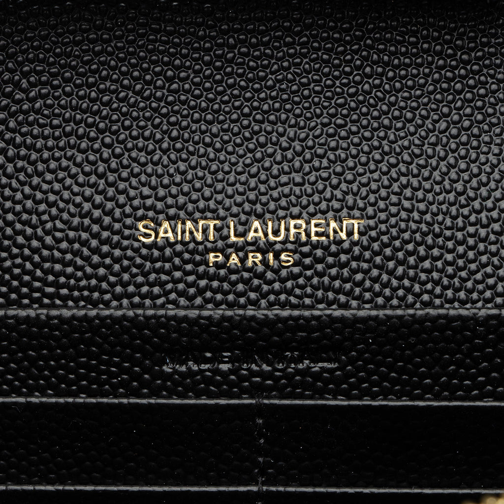 Saint Laurent Mixed Matelasse Leather Classic Monogram Chain Wallet (SHF-kzGt7L)