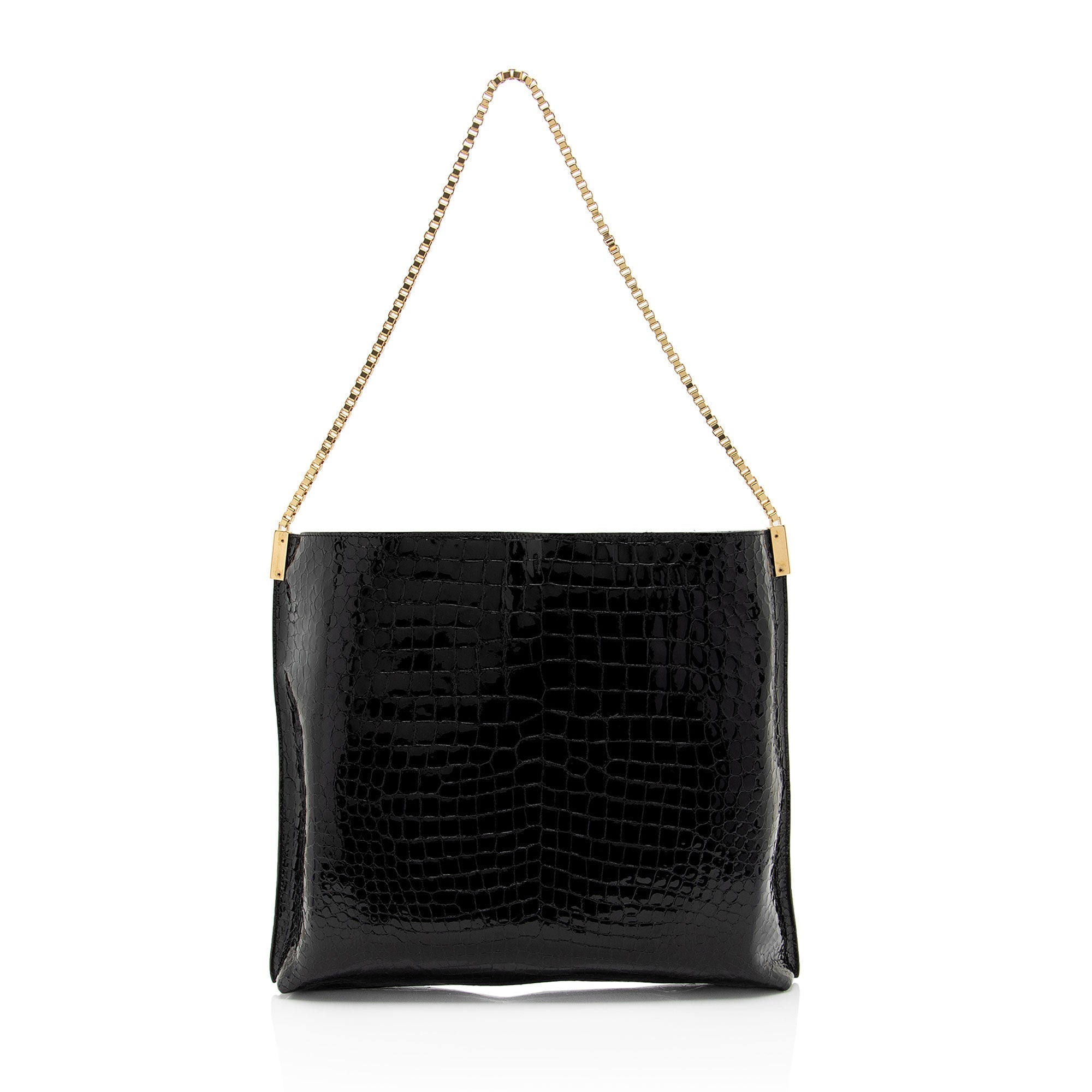 Saint Laurent Patent Croc Embossed Suzanne Medium Hobo (SHF-ob9qRW)