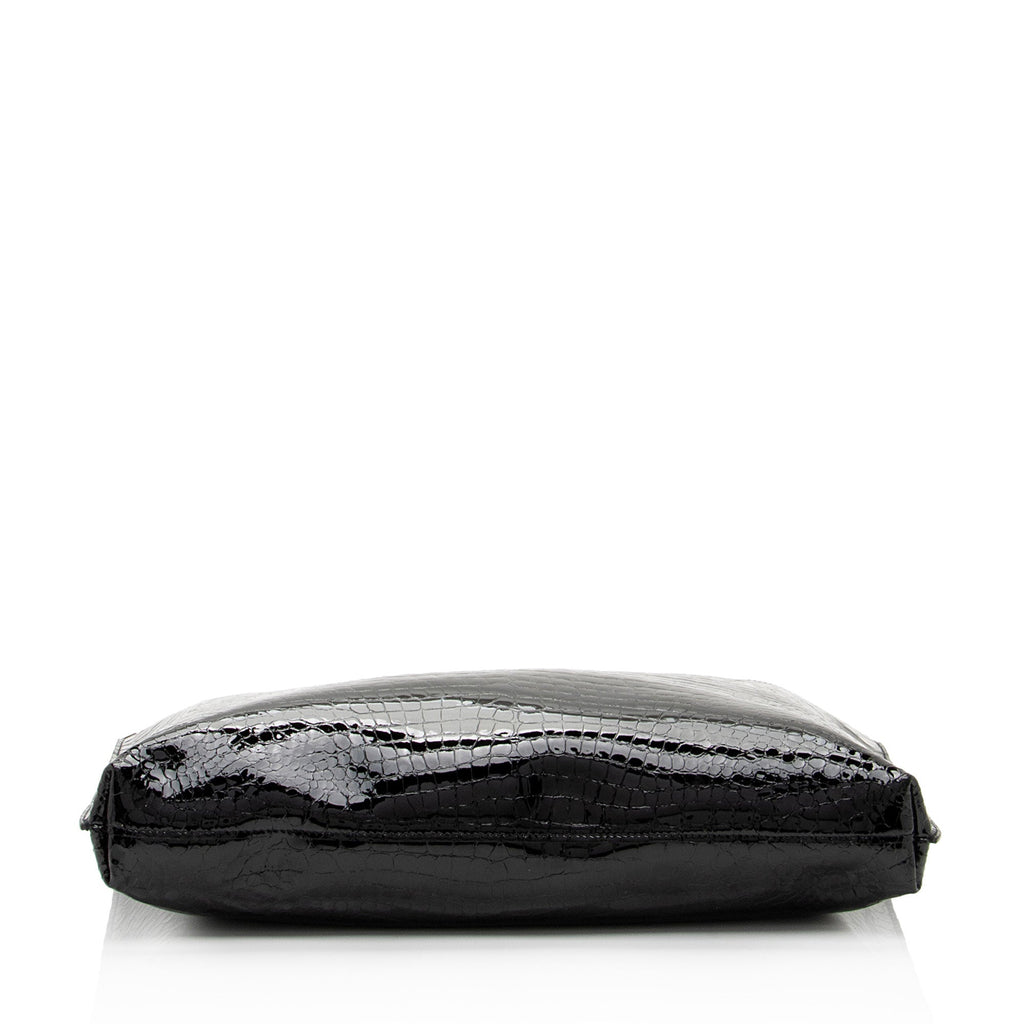 Saint Laurent Patent Croc Embossed Suzanne Medium Hobo (SHF-ob9qRW)
