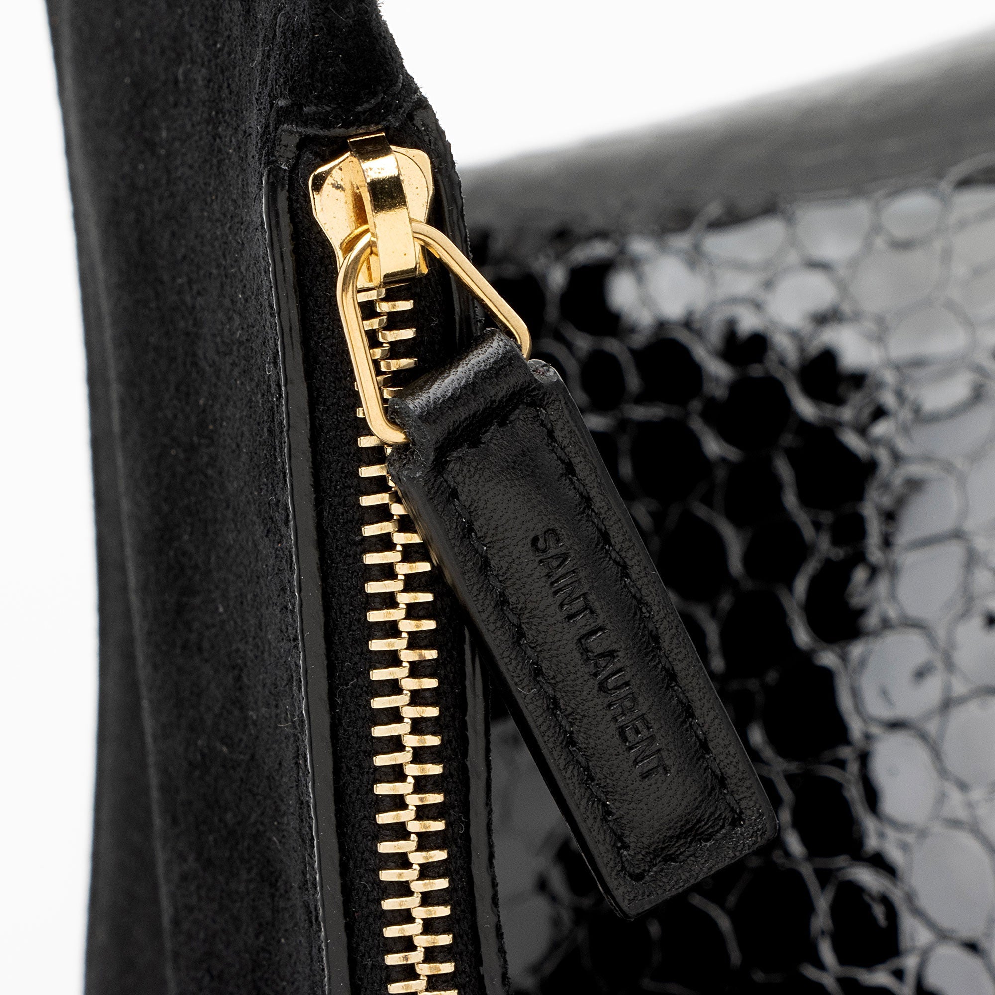 Saint Laurent Patent Croc Embossed Suzanne Medium Hobo (SHF-ob9qRW)