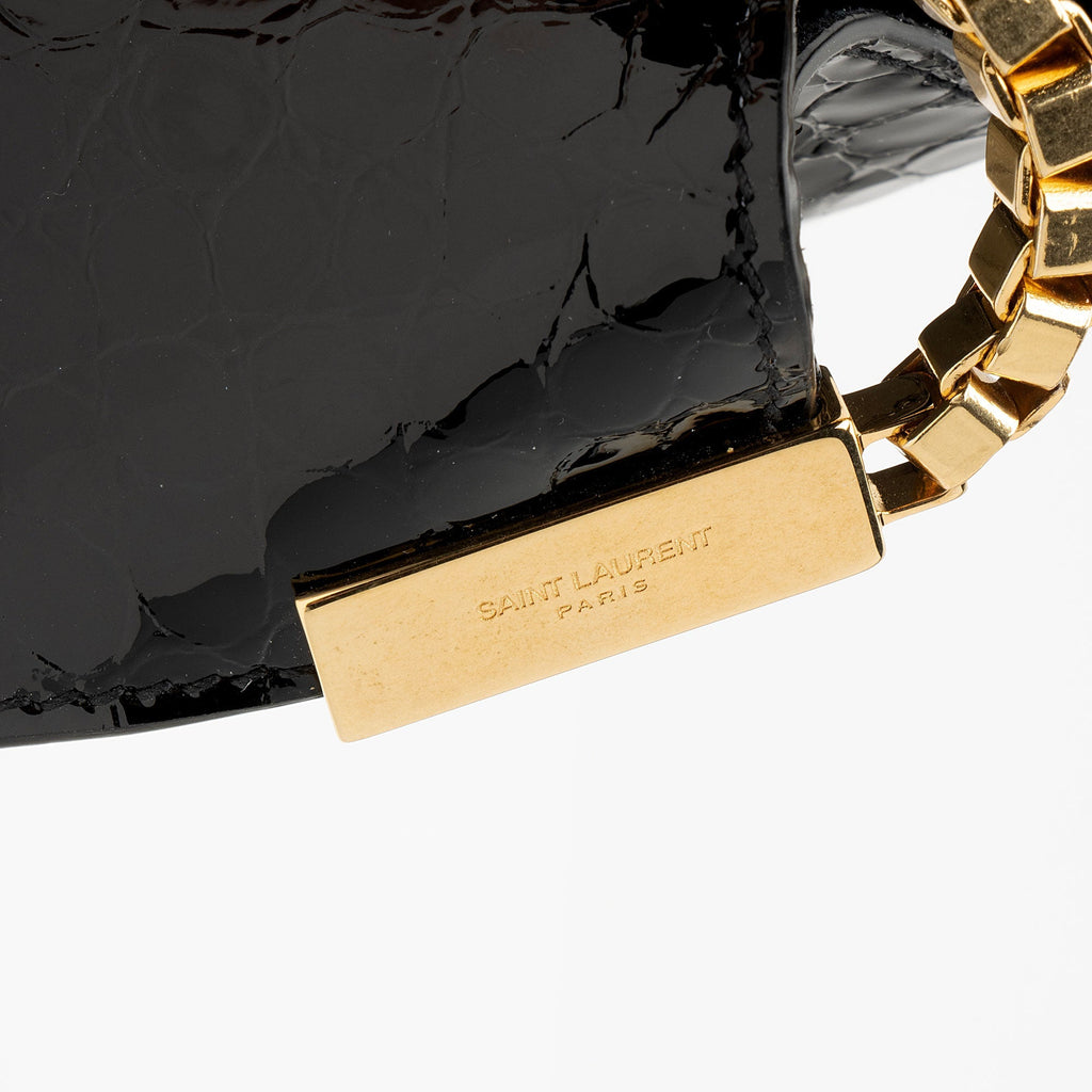 Saint Laurent Patent Croc Embossed Suzanne Medium Hobo (SHF-ob9qRW)