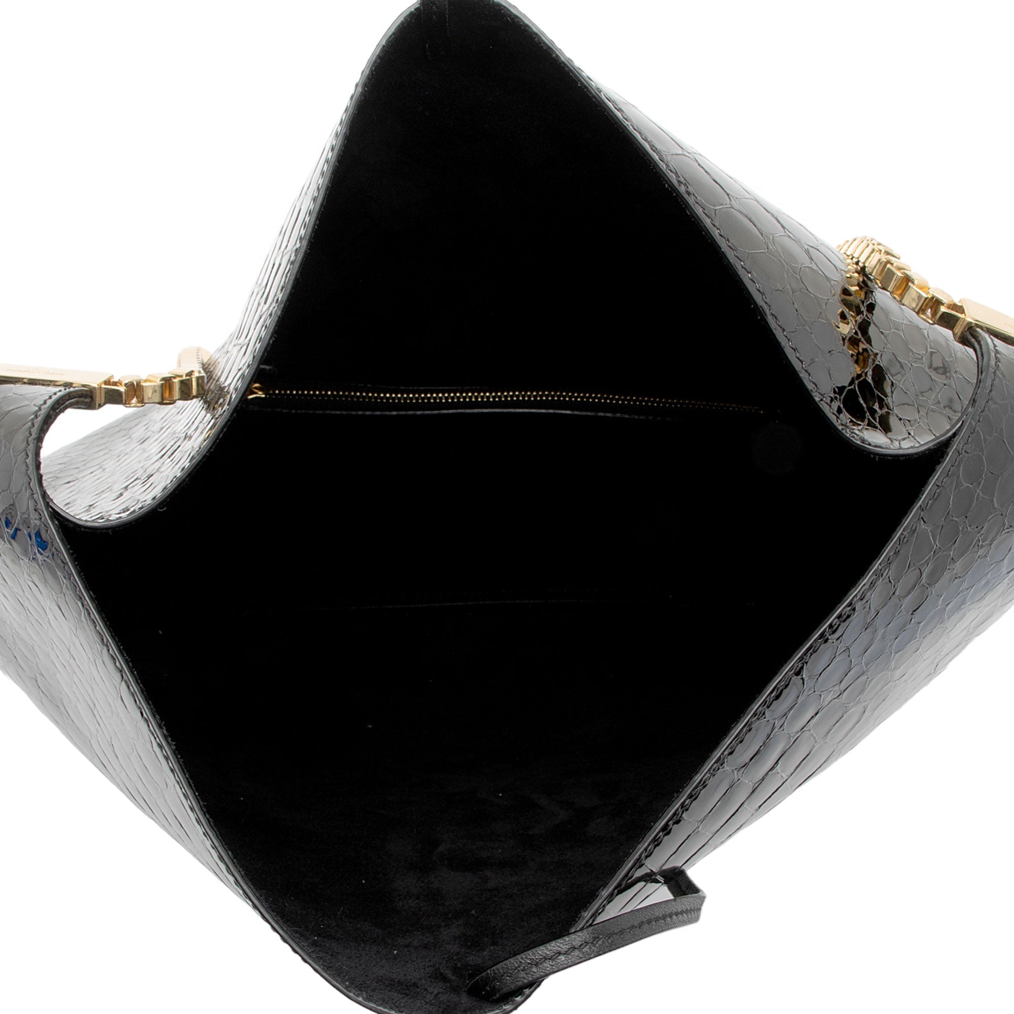 Saint Laurent Patent Croc Embossed Suzanne Medium Hobo (SHF-ob9qRW)
