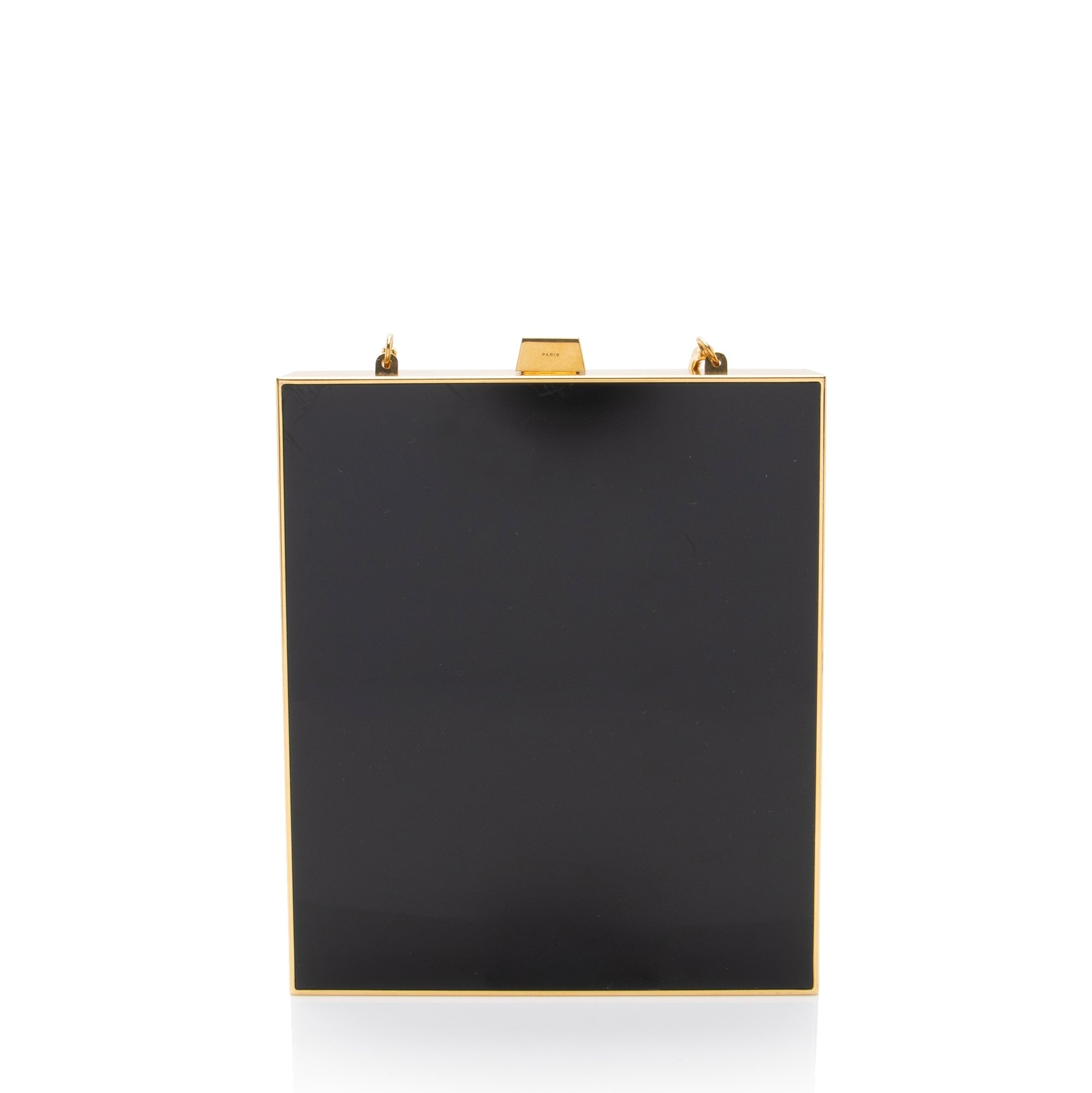 Saint Laurent Plexiglass Minaudiere Tuxedo Monogram Box Shoulder Bag (SHF-neNwyi)