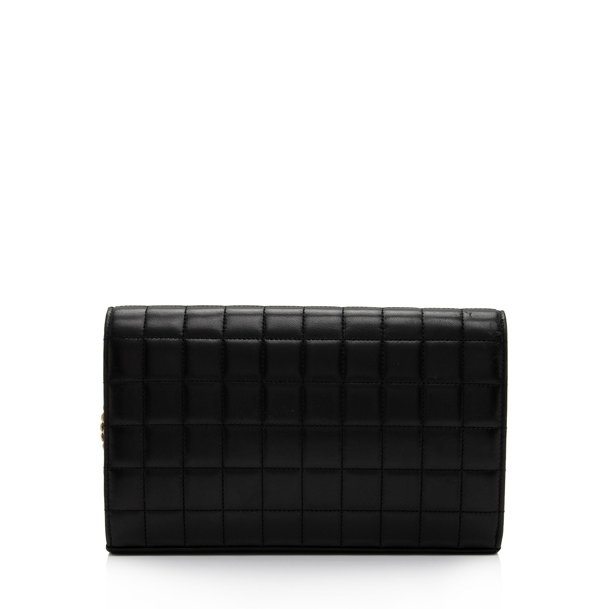 Saint Laurent Quilted Lambskin Monogram Cassandre Chain Wallet (SHF-4bOtX7)