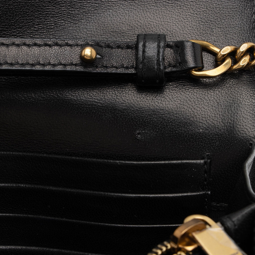 Saint Laurent Quilted Lambskin Monogram Cassandre Chain Wallet (SHF-4bOtX7)