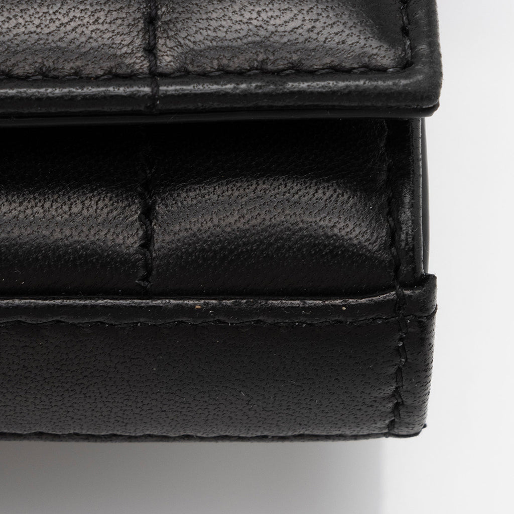 Saint Laurent Quilted Lambskin Monogram Cassandre Chain Wallet (SHF-4bOtX7)