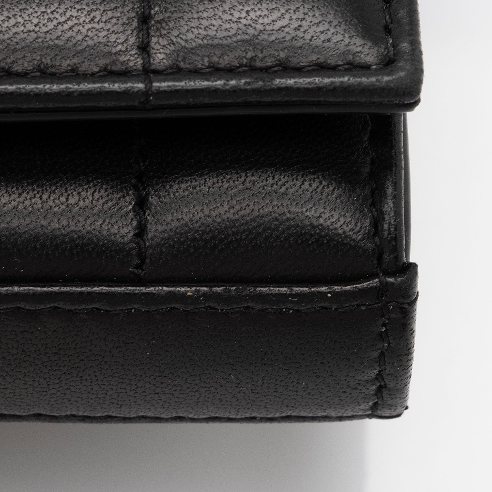 Saint Laurent Quilted Lambskin Monogram Cassandre Chain Wallet (SHF-4bOtX7)