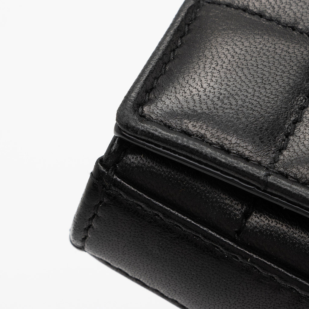Saint Laurent Quilted Lambskin Monogram Cassandre Chain Wallet (SHF-4bOtX7)