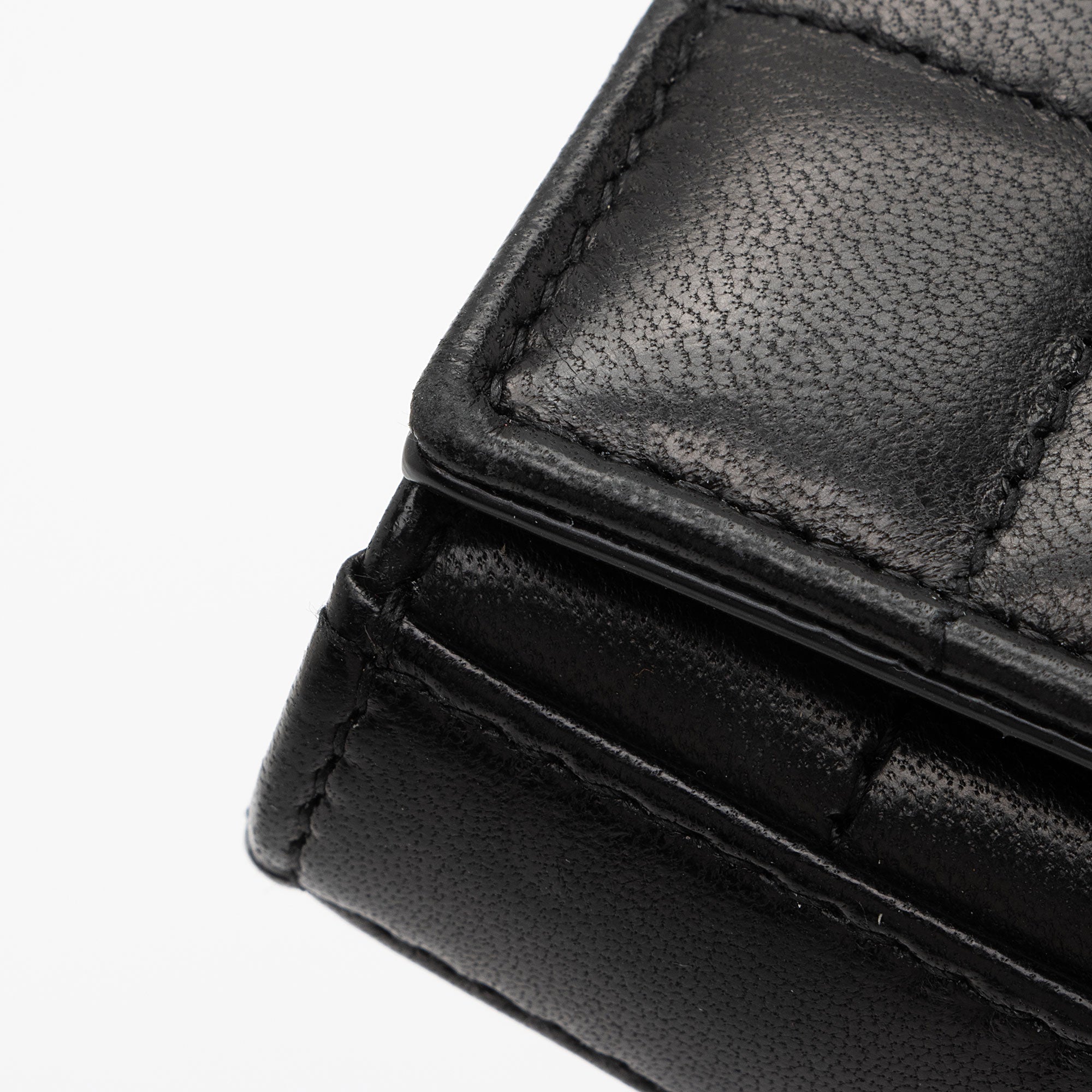 Saint Laurent Quilted Lambskin Monogram Cassandre Chain Wallet (SHF-4bOtX7)