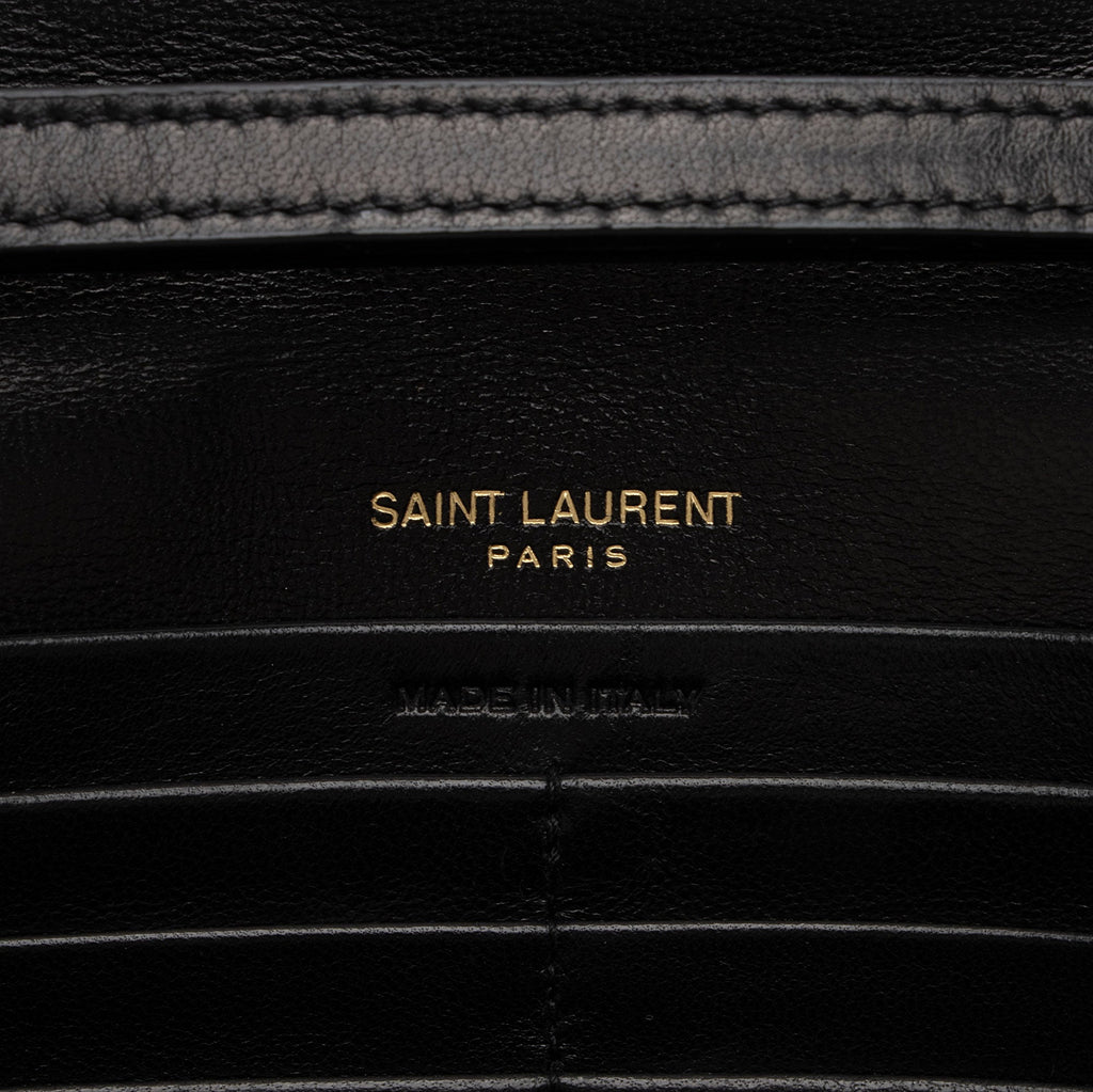 Saint Laurent Quilted Lambskin Monogram Cassandre Chain Wallet (SHF-4bOtX7)