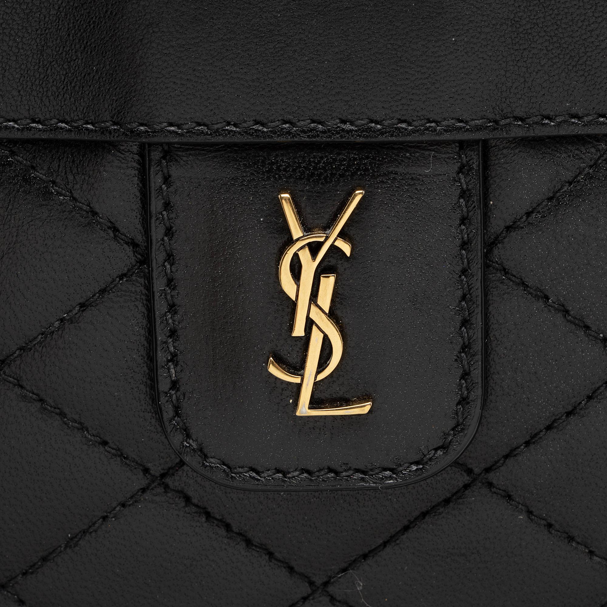 Saint Laurent Quilted Lambskin Monogram Victoire Baby Chain Clutch (SHF-M6OIgU)