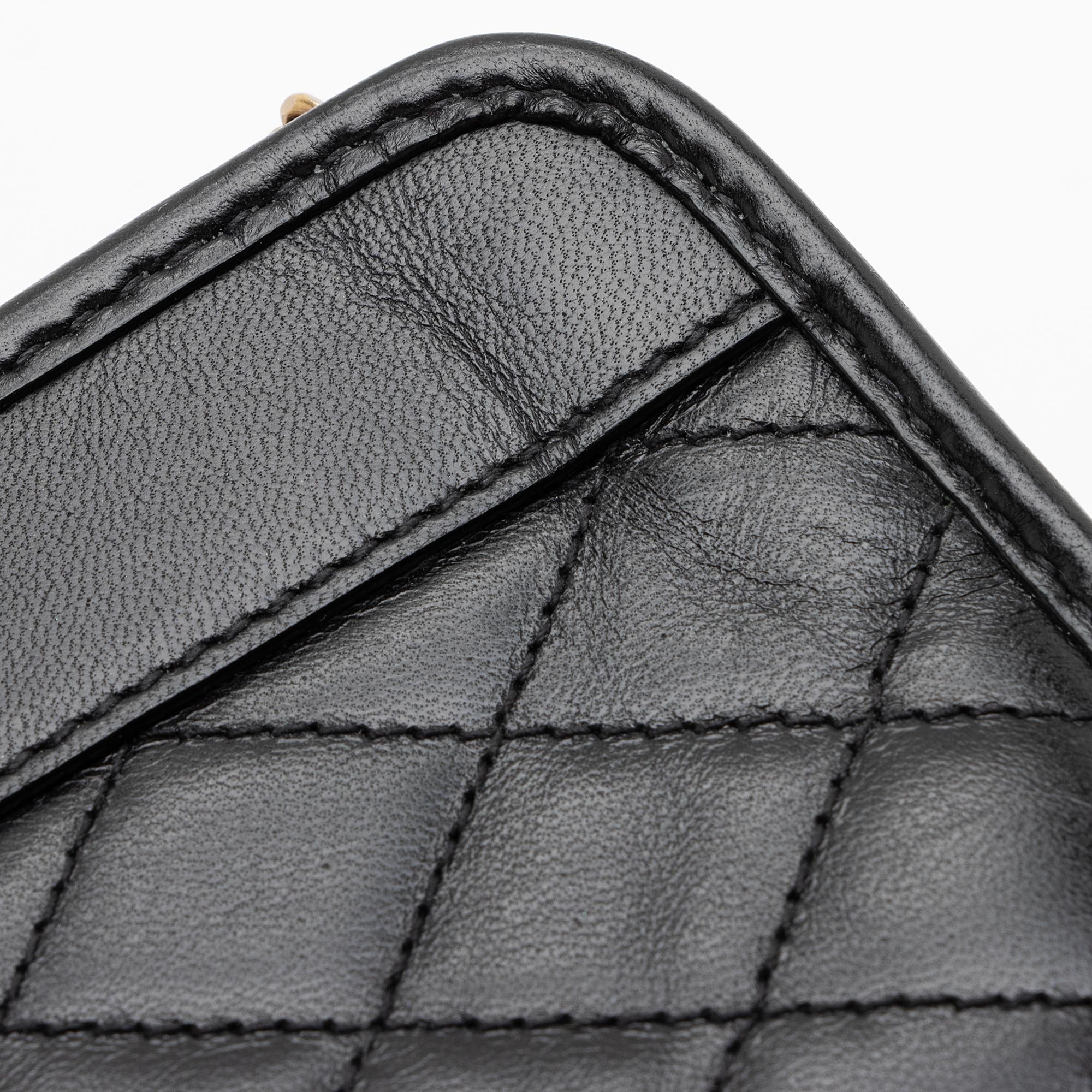 Saint Laurent Quilted Lambskin Monogram Victoire Baby Chain Clutch (SHF-M6OIgU)
