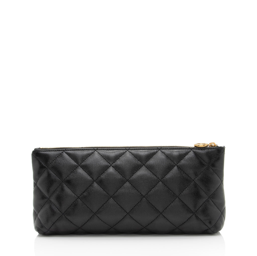Saint Laurent Quilted Lambskin Pouch (SHF-j2MZSD)