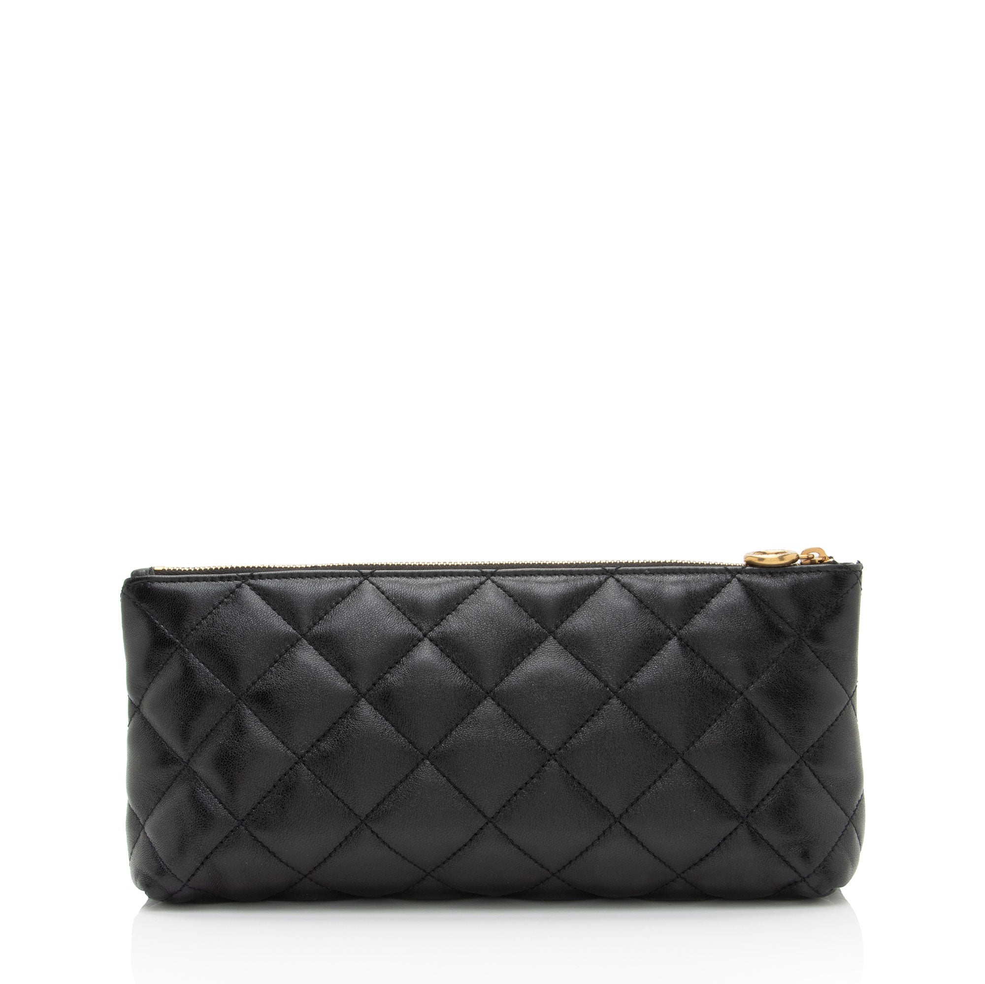 Saint Laurent Quilted Lambskin Pouch (SHF-j2MZSD)