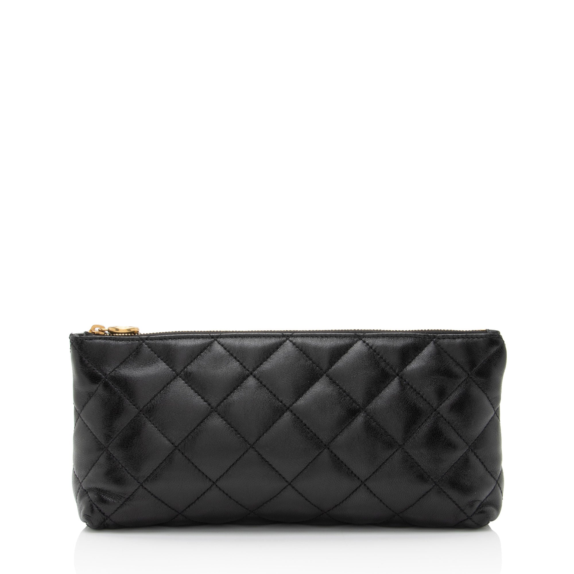 Saint Laurent Quilted Lambskin Pouch (SHF-j2MZSD)