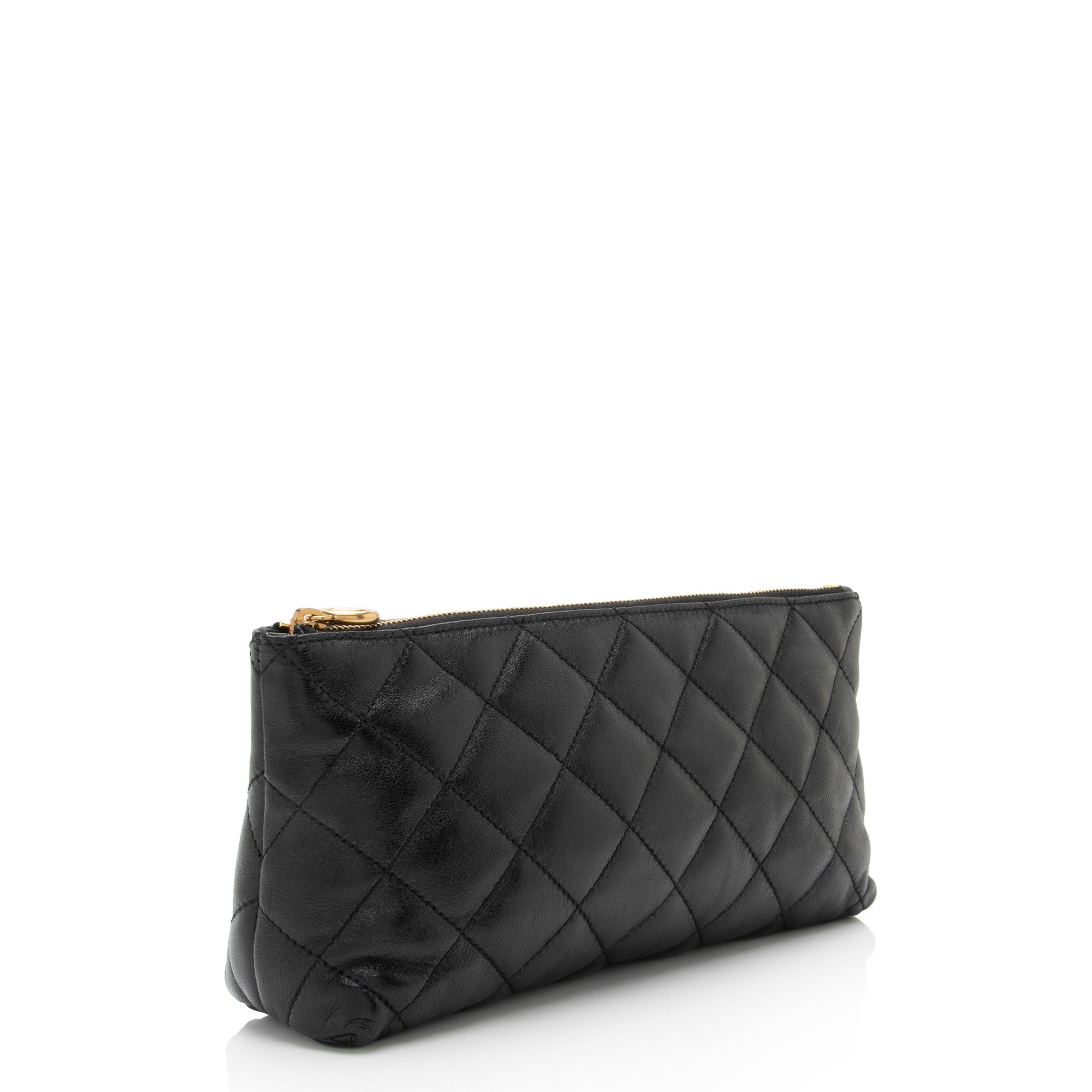Saint Laurent Quilted Lambskin Pouch (SHF-j2MZSD)