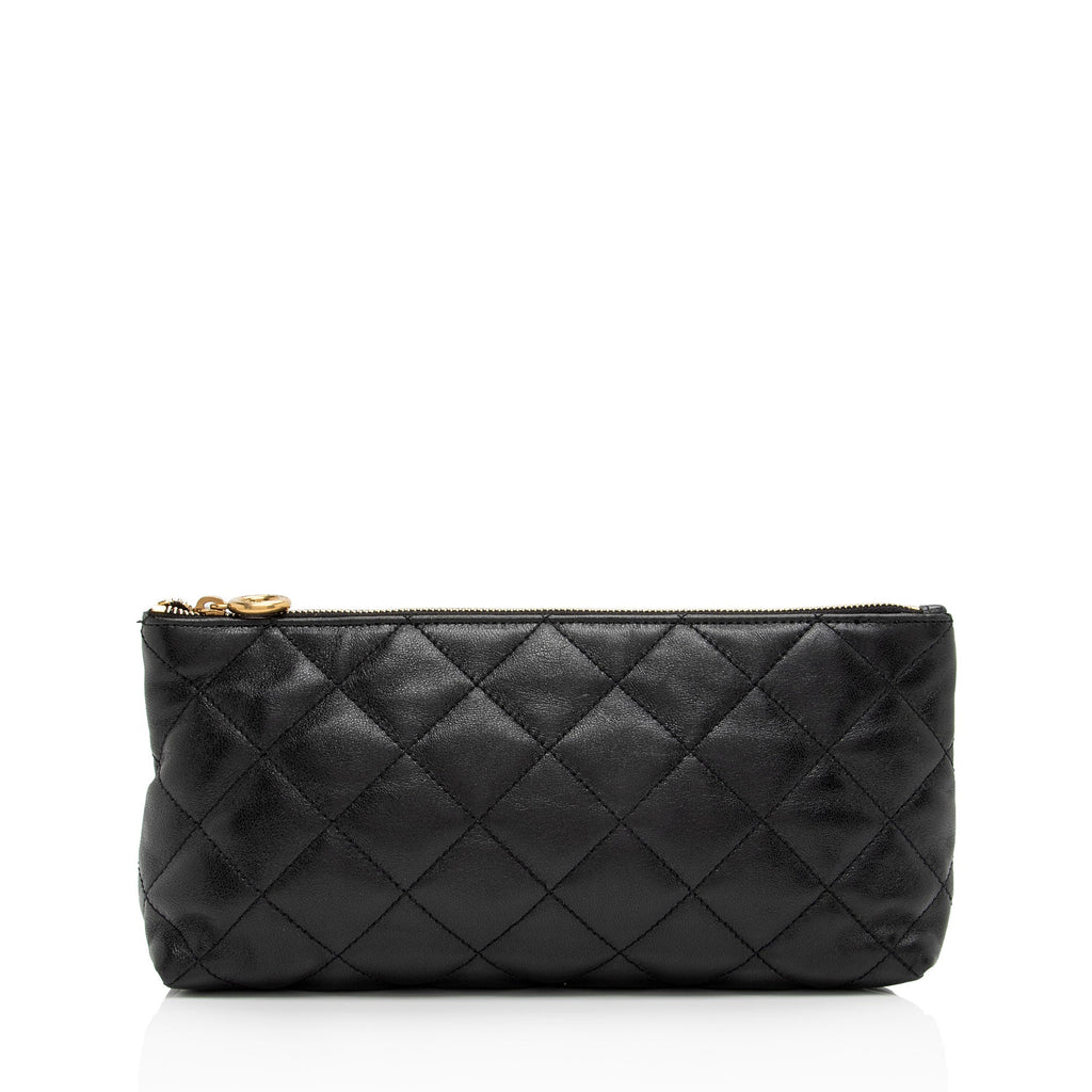 Saint Laurent Quilted Lambskin Pouch (SHF-wmqUwV)