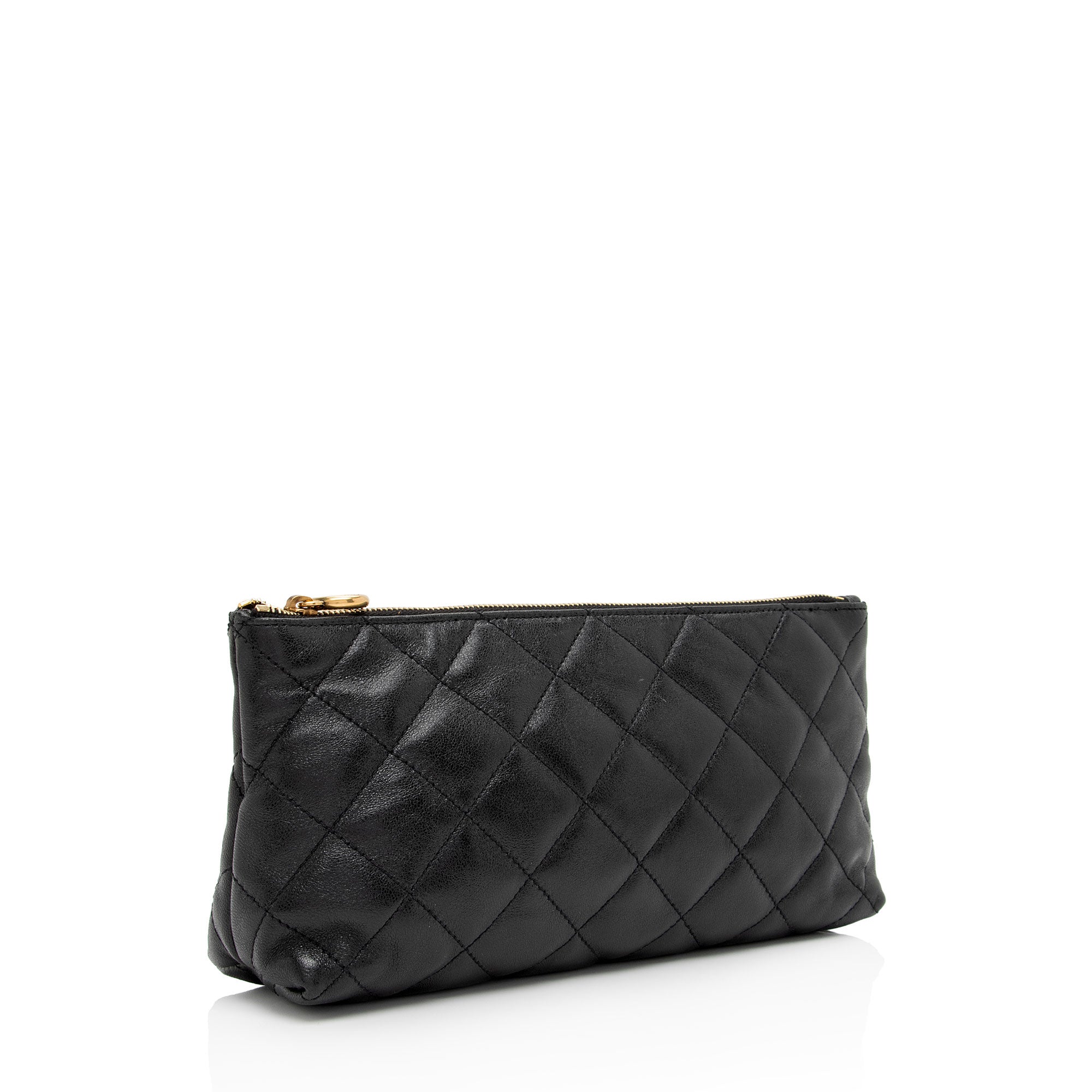Saint Laurent Quilted Lambskin Pouch (SHF-wmqUwV)