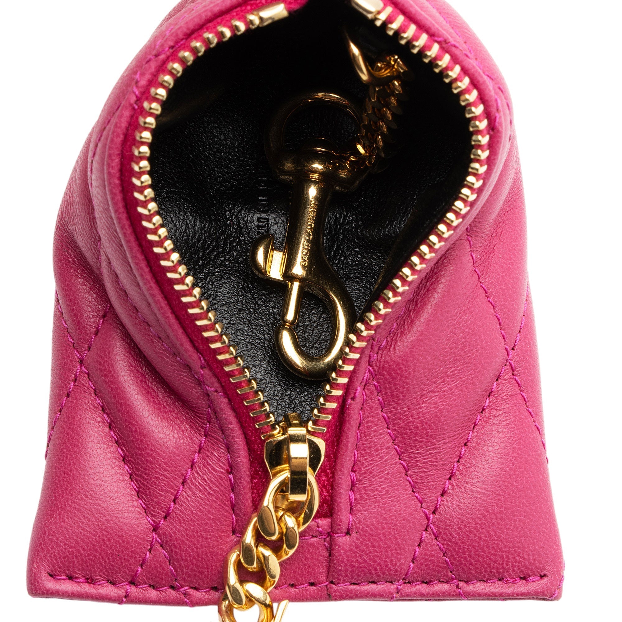 Saint Laurent Quilted Lambskin Triangle Charm (SHF-ptmawZ)