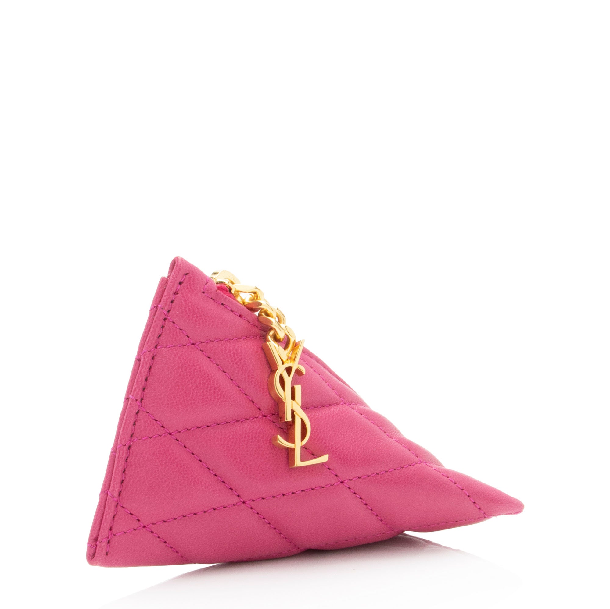 Saint Laurent Quilted Lambskin Triangle Charm (SHF-ptmawZ)