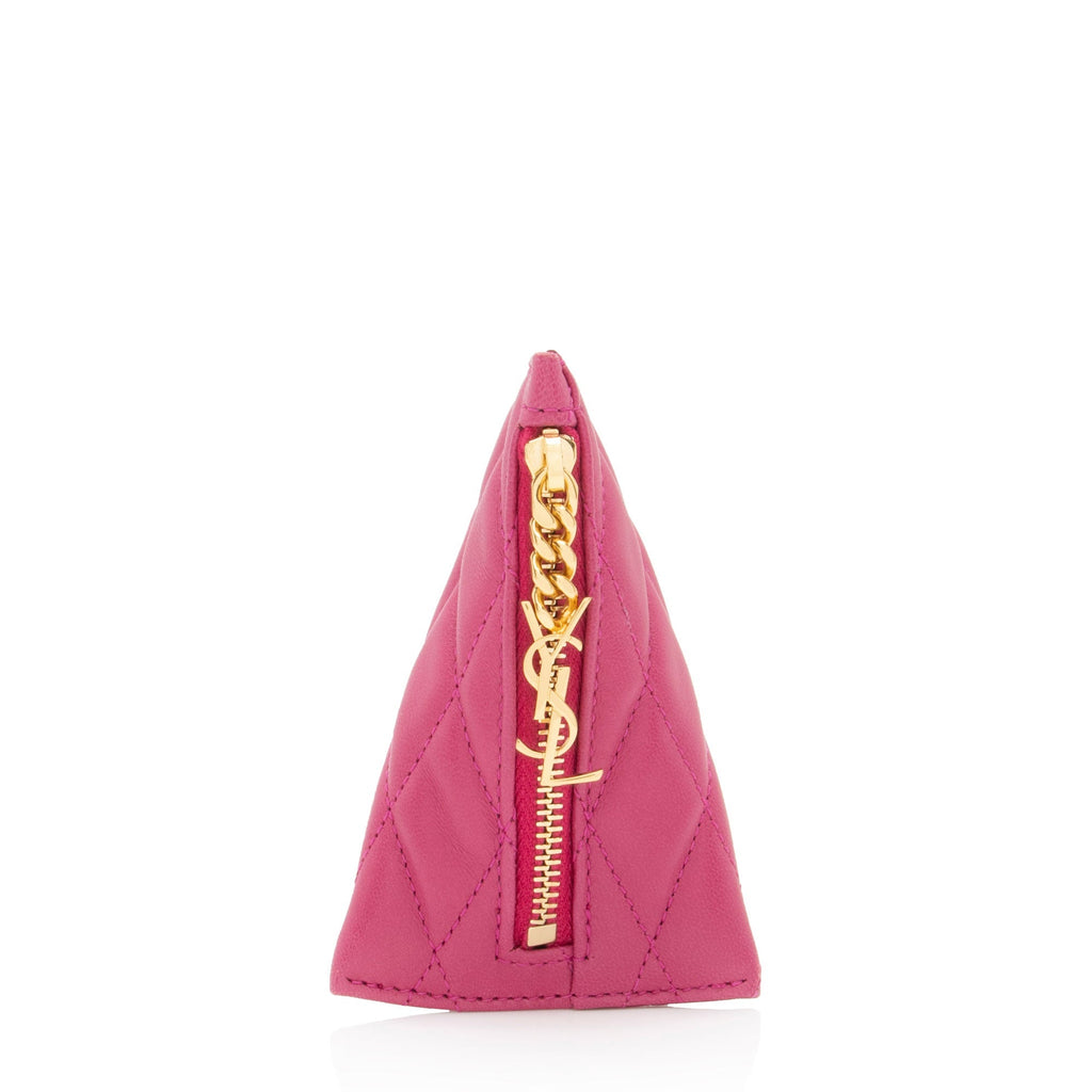 Saint Laurent Quilted Lambskin Triangle Charm (SHF-ptmawZ)