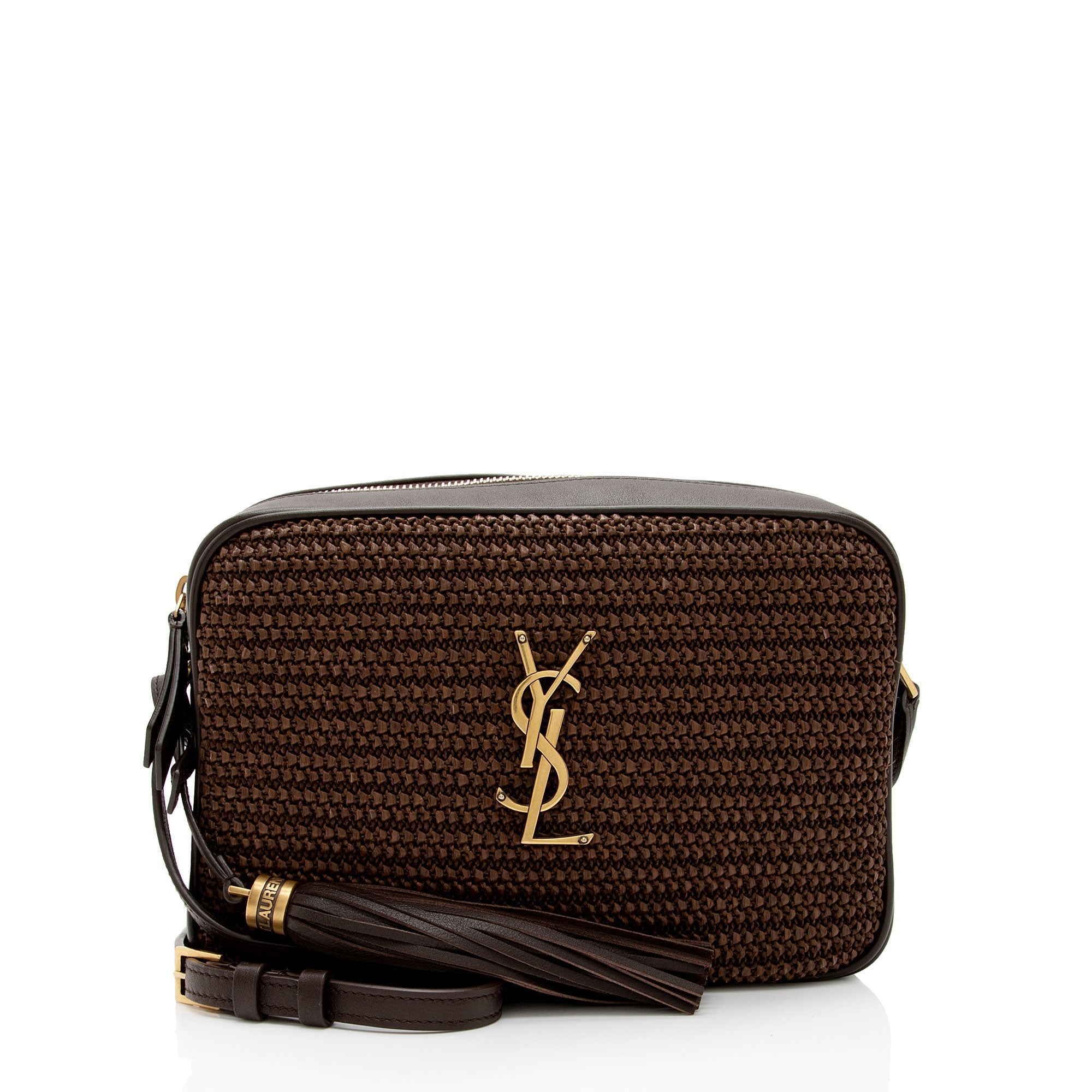 Saint Laurent Raffia Calfskin Monogram Lou Camera Bag (SHF-PUUOKP)