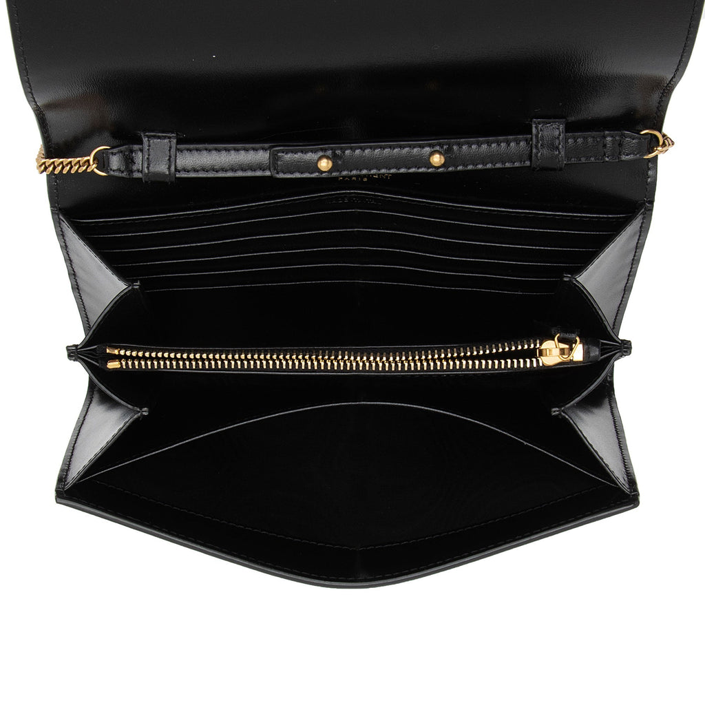 Saint Laurent Smooth Calfskin Monogram Cassandre Chain Wallet (SHF-O6MCNA)
