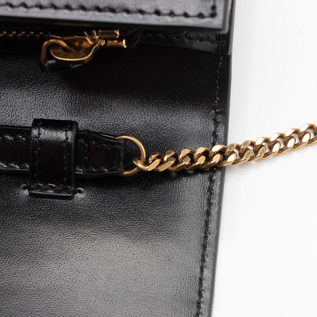 Saint Laurent Smooth Calfskin Monogram Cassandre Chain Wallet (SHF-v1q6uC)