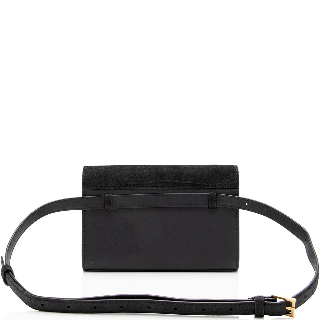 Saint Laurent Suede Croc Embossed Kate Belt Bag (SHF-fiWAvm)