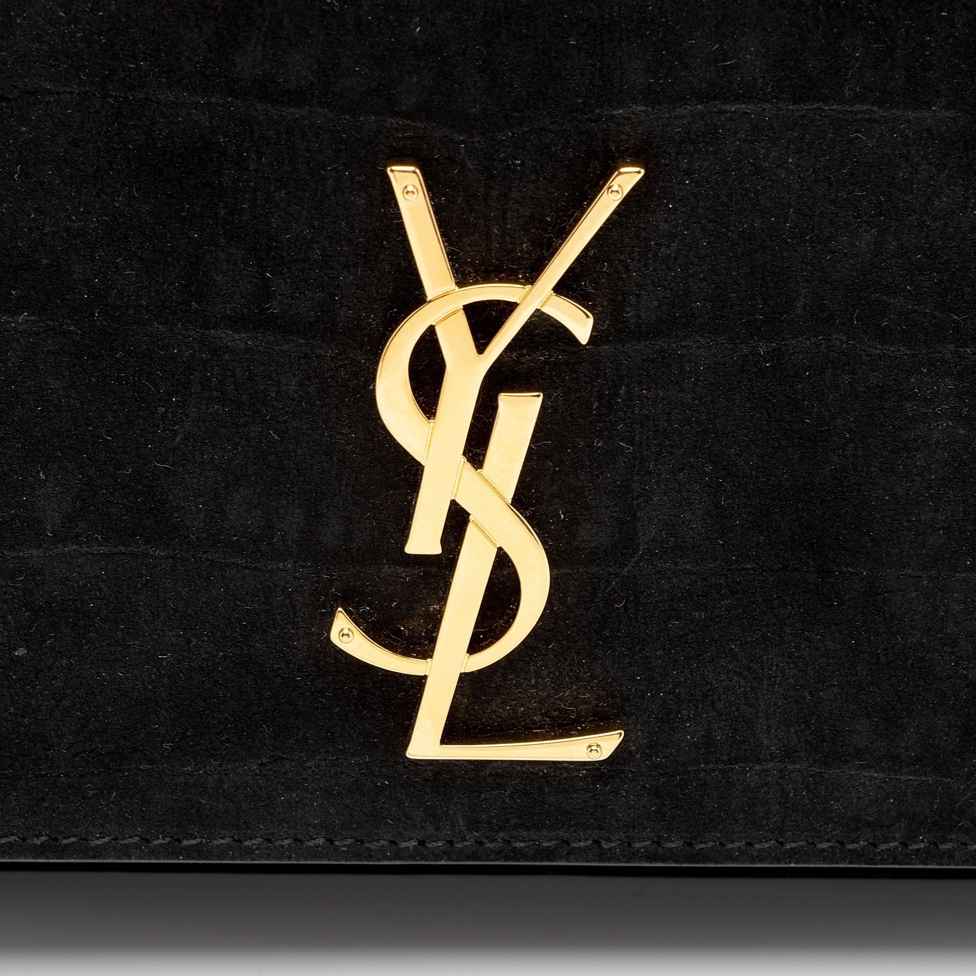 Saint Laurent Suede Croc Embossed Kate Belt Bag (SHF-fiWAvm)