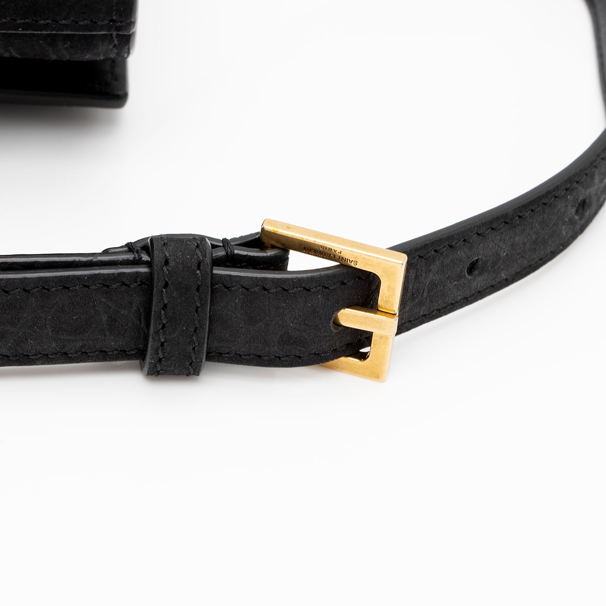 Saint Laurent Suede Croc Embossed Kate Belt Bag (SHF-fiWAvm)